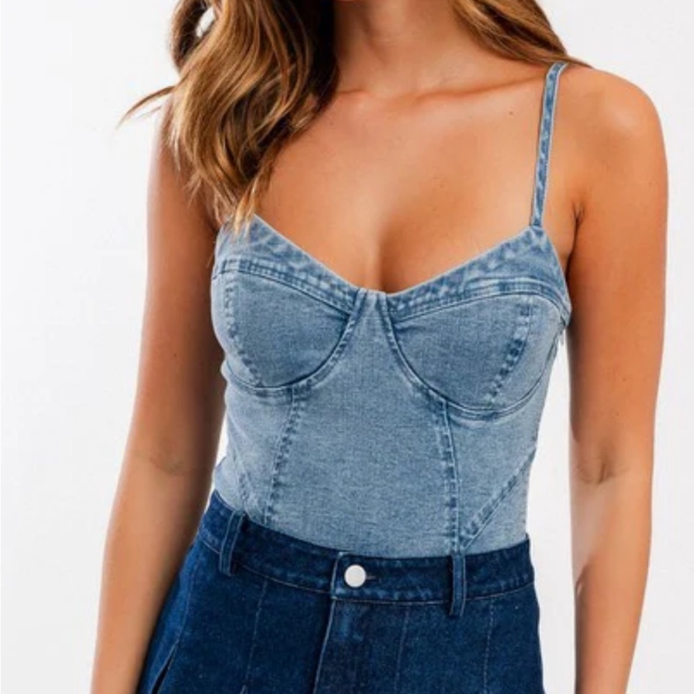 Le Lis Denim Bodysuit